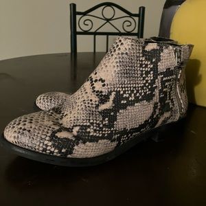Snake print ankle boots